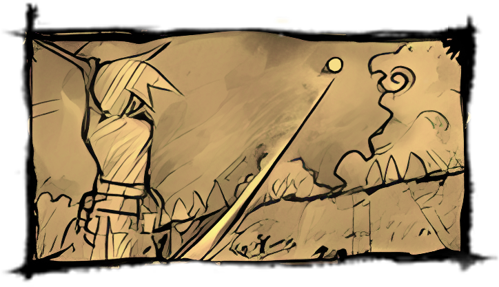 The hero strikes the orb